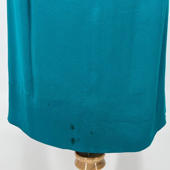 MOSCHINO Dress Womens 2 Turquoise Silk Sleeveless Pleat Front Knee Length - Picture 16 of 16